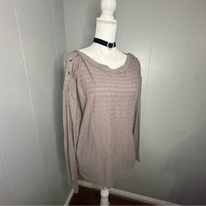 Anthropologie Mauve Textured Knit Long Sleeve Top S Boho Minimalist